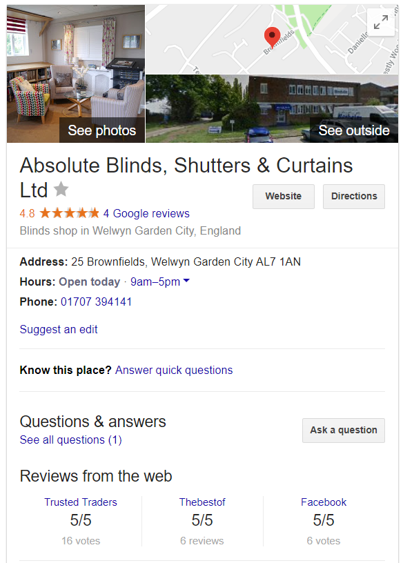 Absolute Blinds & Shutters Virtual Tour - GBP