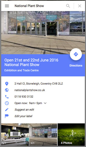 HTA Plant Show Virtual Tour Google Maps