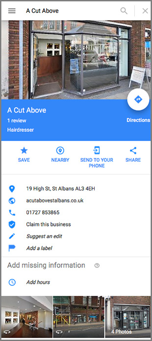 A Cut Above 360 Google Virtual Tour Maps