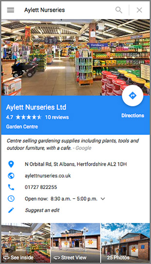Aylett Nurseries 360 Virtual Tour GBP