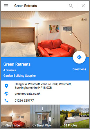 Green Retreats Google Street View Trusted Tour GBP