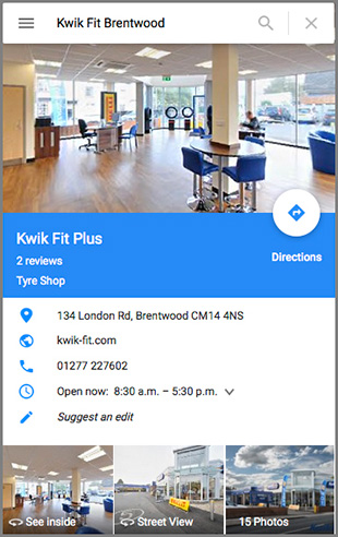 Kwik Fit Google 360 Virtual Tour GBP