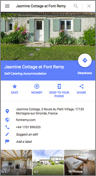 Virtual Tours of Font Remy Holiday Cottages GMB1