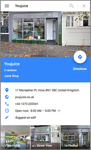 Youjuice 360 Virtual Tour GBP